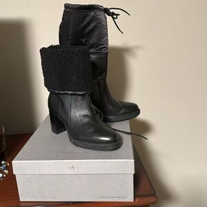 Aquatalia all-weather boots with shearling trim